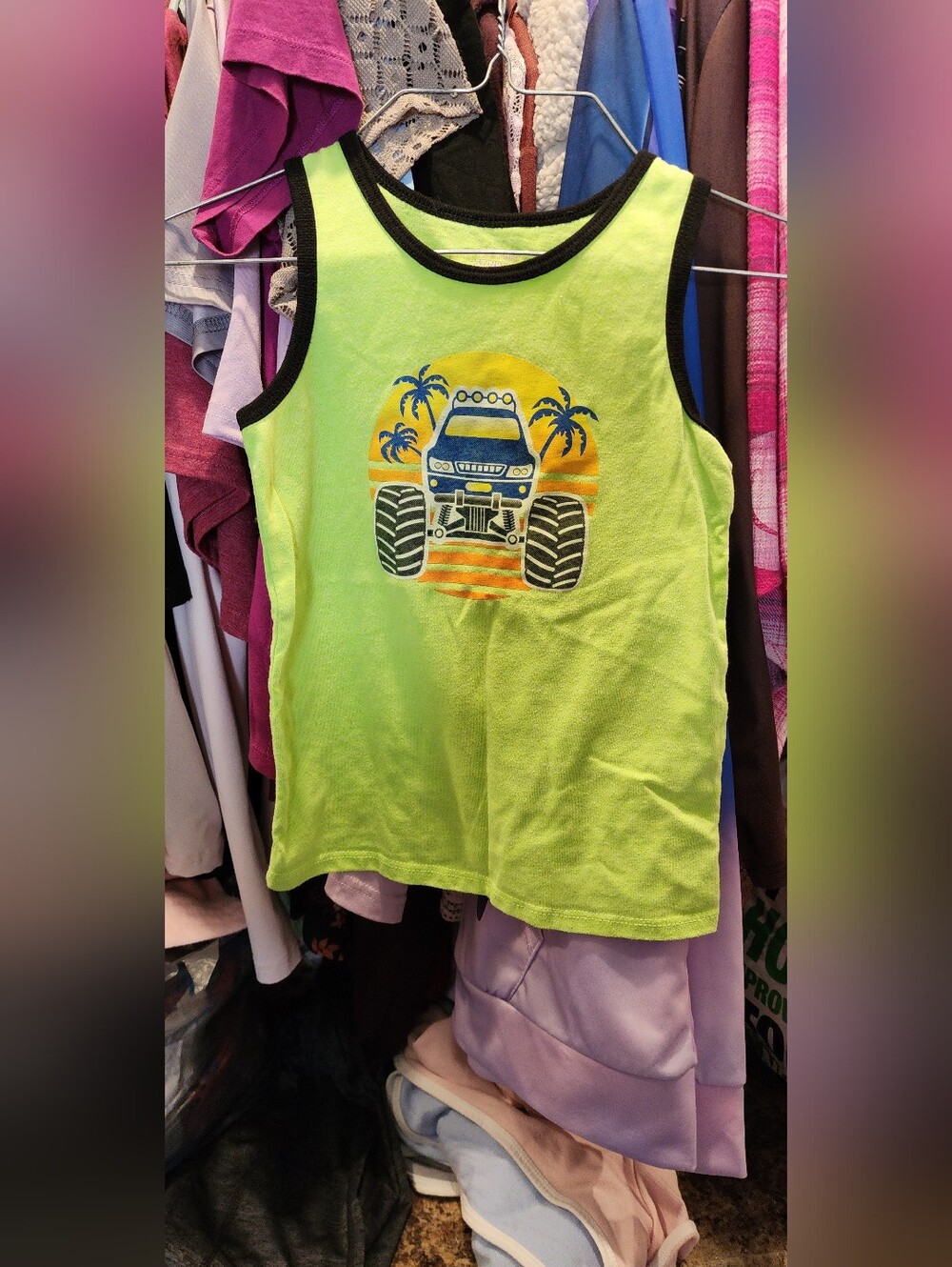 Garanimals Neon Green Tank with Monster Truck Graphic